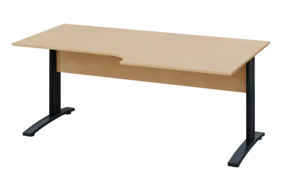 ERK 18 - 188 stůl kancelářský, rohový, pravý, kovová podnož černá, deska 18 mm, široký 1800 mm, bříza irská